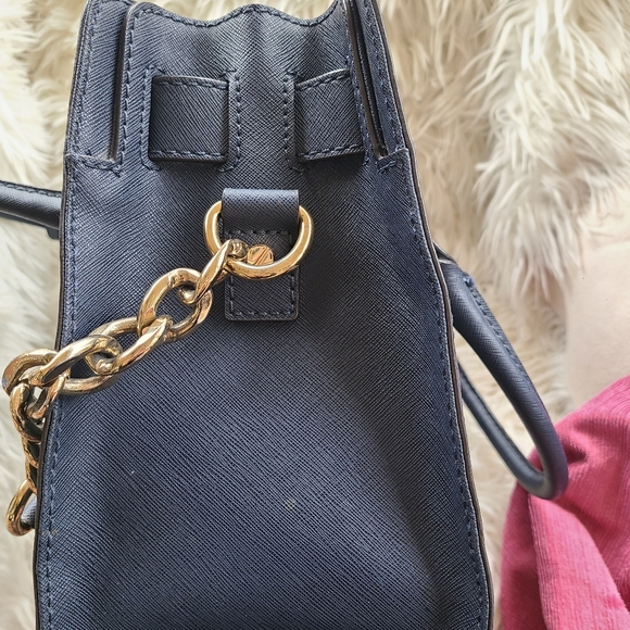 Michael Michael Kors Women's Hamilton Saffiano Leather Medium Satchel, Navy - Picture 13 of 14